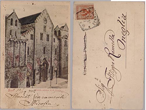 Cartolina - Bari. Veduta esterna di S. Nicola. Viaggiata 1902
