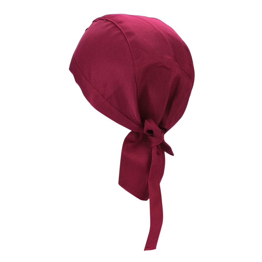 ITODA Fashion Chefs Hat Kitchen Cook Hat Breathable Waiter Work Cap Quick Dry Skull Cap Adjustable Chef's Bandana Skull Hat Catering Cooking Headwrap for Hotel Resaurant Cooking BBQ Red