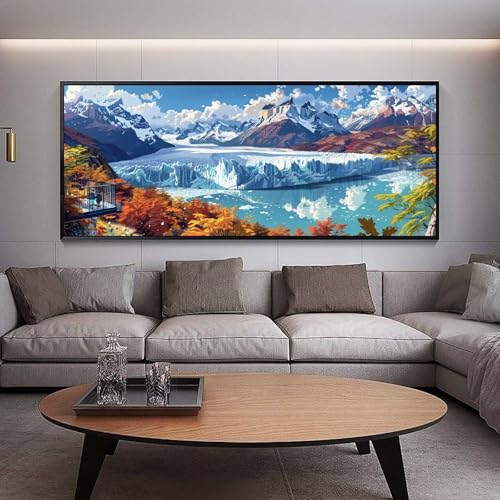 Broderie diamant complet paysage montagne XXL cadeau femme créative