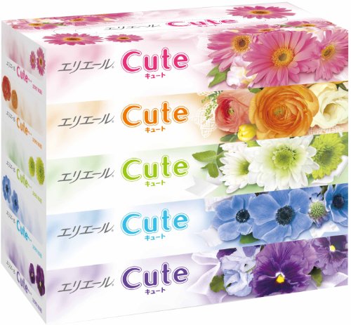 エリエール ティッシュ キュート 160組×5箱 パルプ100%