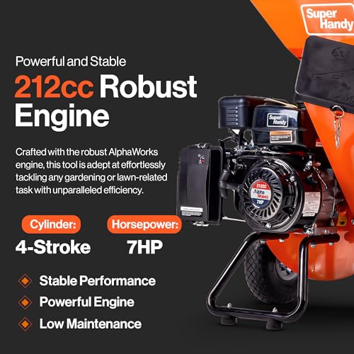 SuperHandy Wood Chipper Shredder Mulcher Ultra Heavy Duty 7HP 3 in 1 Multi-Function 3" Inch Max Capacity (Amazon Exclusive)