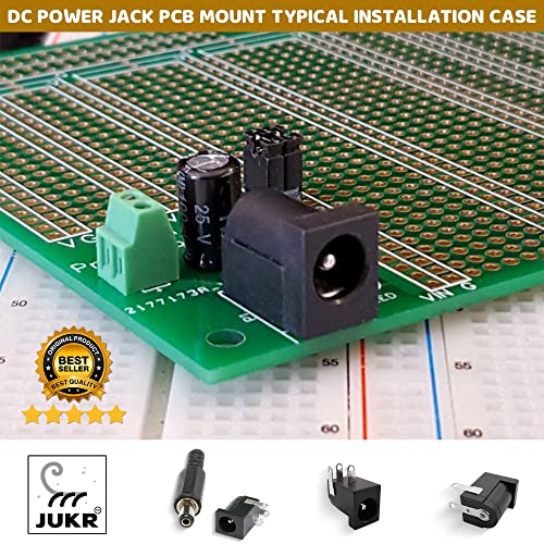 Image of PCB Mountable Universal DC Adopter Jack Male PIN Female Barrel Socket 12V, 9V, 5V Power Supply Plug Connectors for Students DIY Electronic Projects, Embedded Developers (5 Male + 5 Female)
