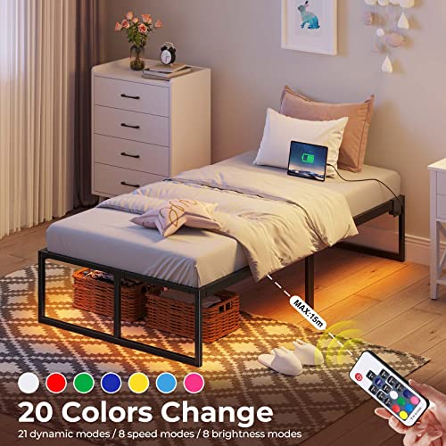 Rolanstar-Bed-Frame-with-Power-Outlets-Led-Lights-14-Inch-Metal-Platform-Bed-Frame-with-Heavy-Duty-Steel-Slat-Support-Storage-Space-Beneath-Bed-No-Box-Spring-Needed-Noise-Free-Black-Twin