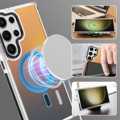 Image of Magnetic Case for Samsung Galaxy S23 Ultra [Compatible with Magsafe] [Cute Fashion Fluorescent Design] [1 Screen Protector] Slim Translucent Matte Case for Galaxy S23 Ultra 6.8 inch, Black