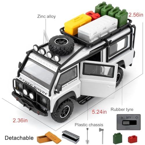 Image of FEXXA 1 /32 Compatible for Land Rover Van Model Car, Pull Back Diecast Collectible Car Toy with Sounds&Lights for Kids Boys Girls and Adults, Gift (Silver)