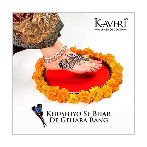 Hochwertige, natürliche Mehndi-Henna-Kegel von Kaveri, nicht-permanente Tattoos, Dunkelbraun, 6 Stück – Bild 6