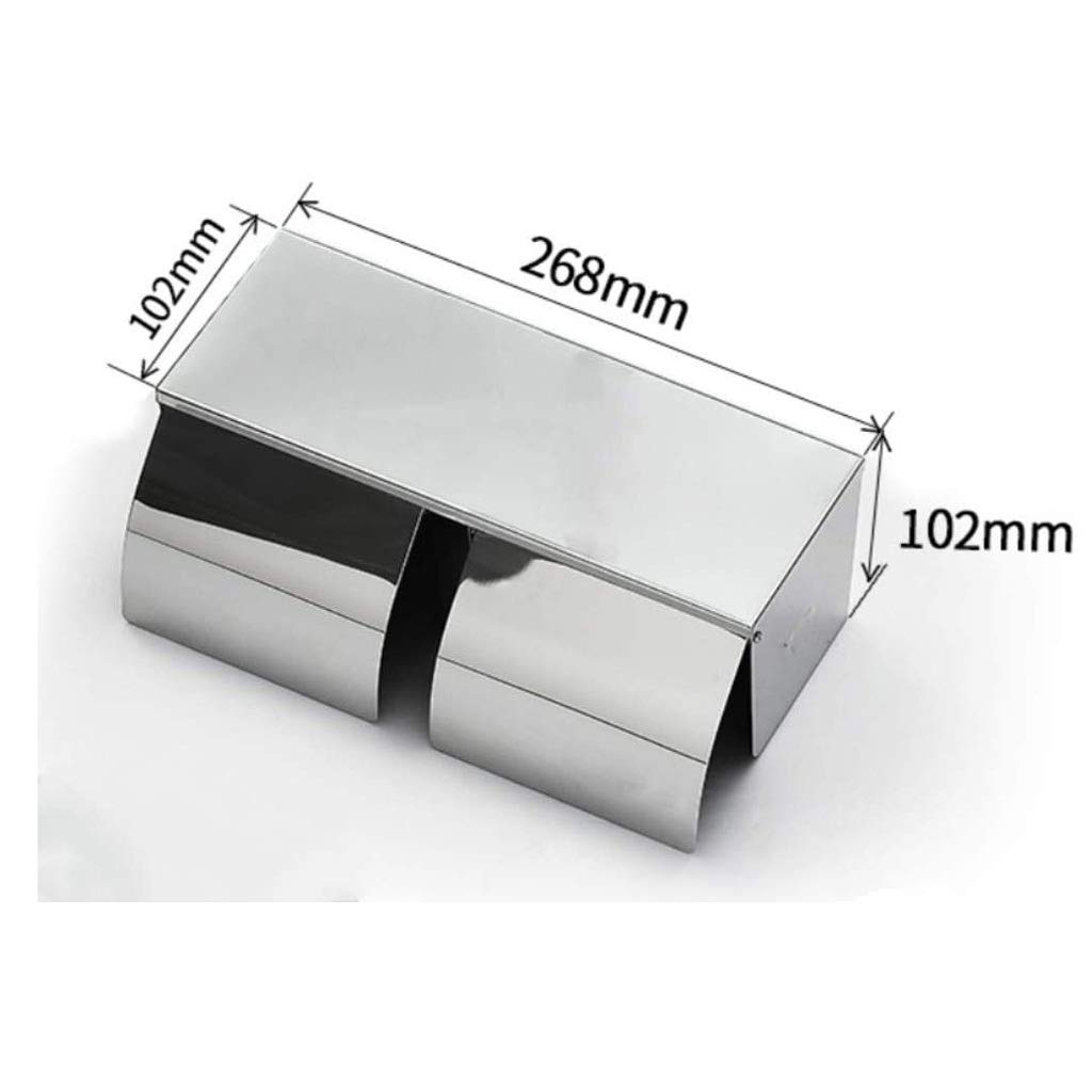 Stały uchwyt na papier toaletowy, Double Toilet Paper Holder Wall Mount Stainless Steel Silver 26.8x10.2x10.2cm