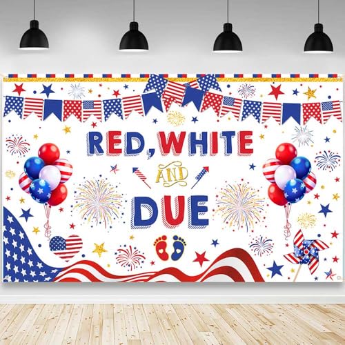 Toile de fond fête prénatale 4 juillet bleu blanc rouge pour photos de baby shower réussies