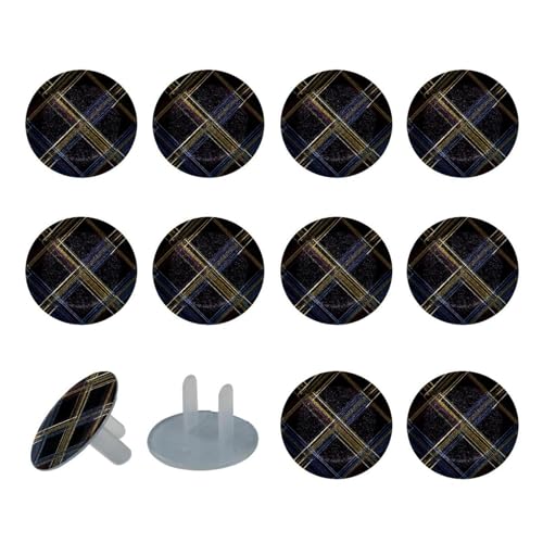 24 Packs Classic Plaid Tartan Child Proof Outlet Covers Electrical Safety Socket Protection Caps for 2-Prong Power Wall Plates
