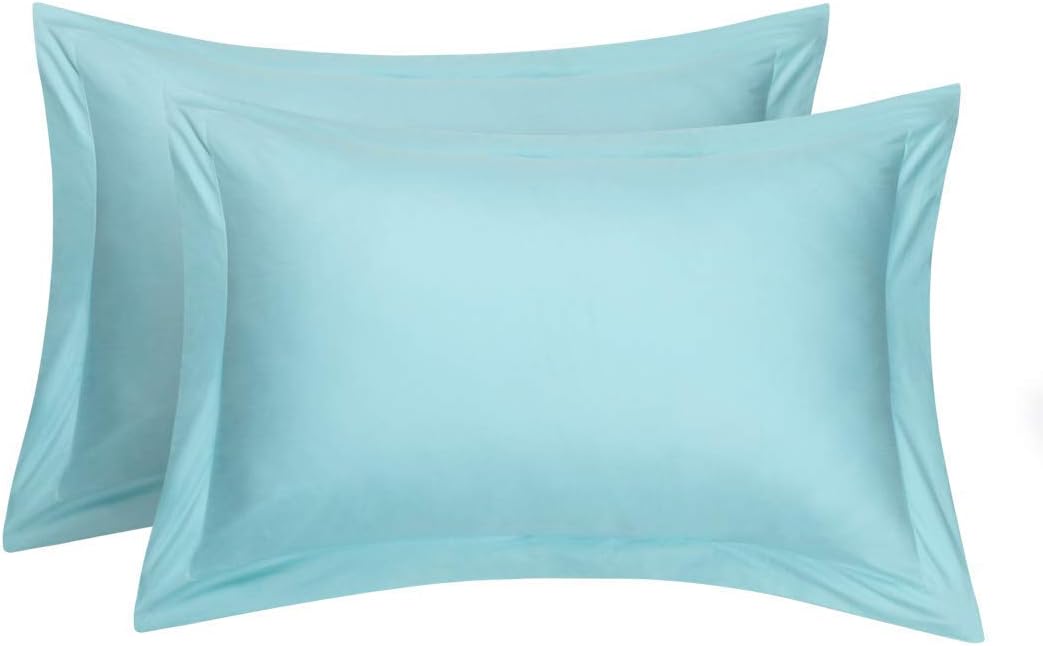 LaxLinen 250 Thread-Count Super Soft Quality 100% Egyptian Cotton Body Size Oxford Pillow Sham, Sky/Light Blue Solid 250 TC