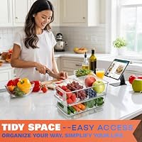 JOVANJA Stackable 4-Compartment Pantry Organizers and Storage, Clear Plastic Storage Bins with Removable Dividers Suitable for Pantry, Office, Kitchen, Cabinet & Fridge Organization, 2-Pack — image 7
