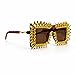 ICARA Punk Rock Square Sunglasses for Women | Retro Fashion Shiny Rhinestone Decor Sun Glasses | UV Protection Eyewear (Yellow Diamond Tea Lens)
