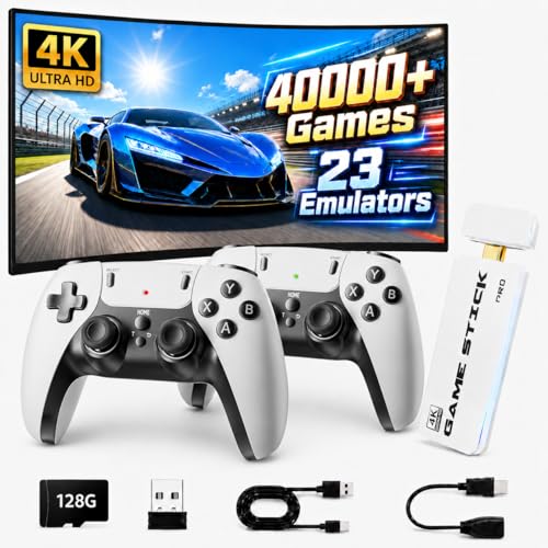 2026 Upgraded Retro Gaming Stick Pro, 40,000+ Retro Game Console, 23 Emulators, 128GB Built-in...