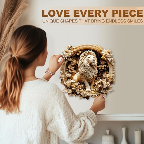 KAAYEE Puzzle de Madera para Adultos, León del Bosque Rompecabezas 11.4x11.4 pulgadas 200 piezas | Puzzle de Madera con Forma Única y Visión 3D Avanzada miniatura 4