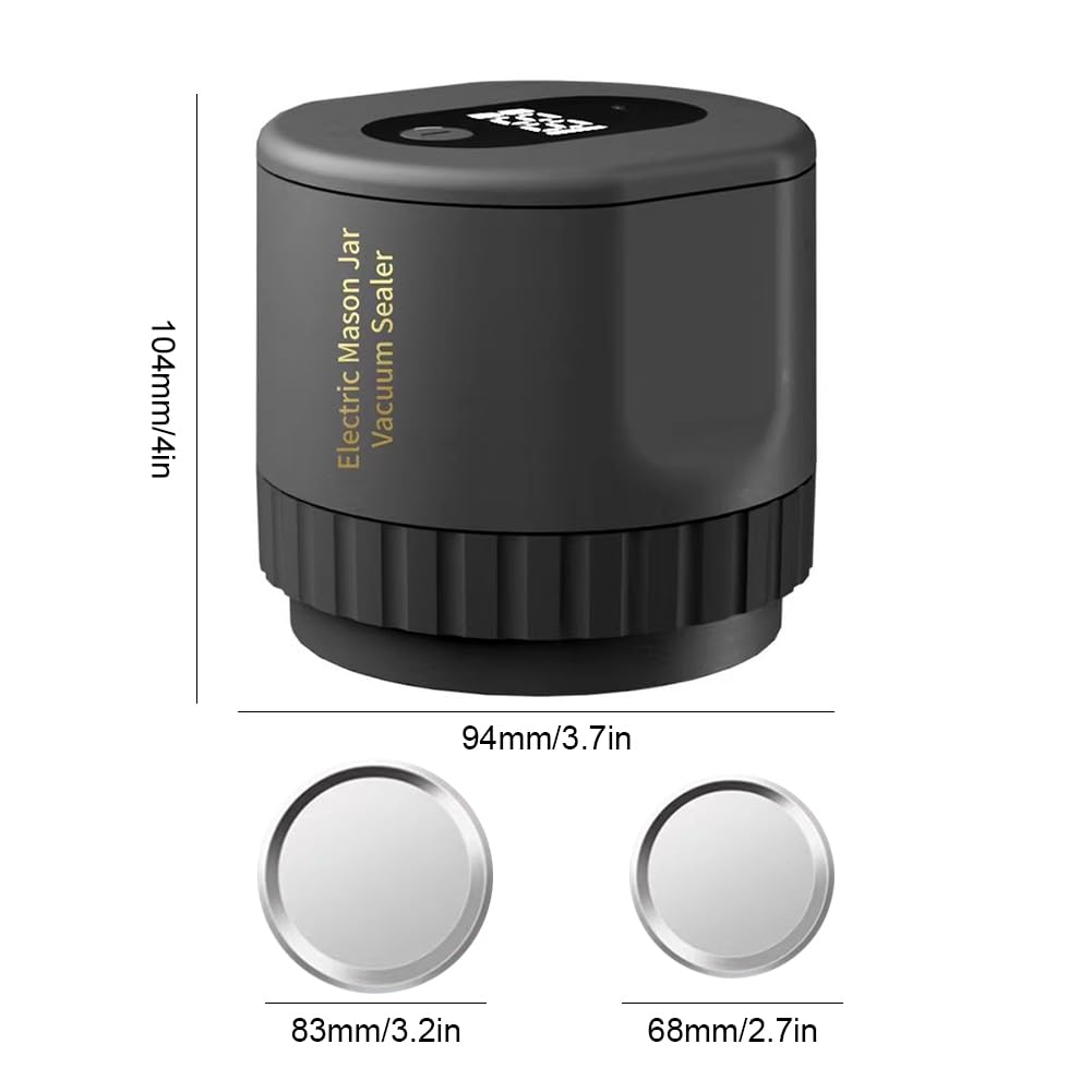 Sellador al Vacío Mason Jar Máquina selladora al vacío de tarros eléctricos, Kit de sellador al vacío inalámbrico for tarros de boca ancha y boca Regular, Kit de bomba de sellado(White 2 Stickers)