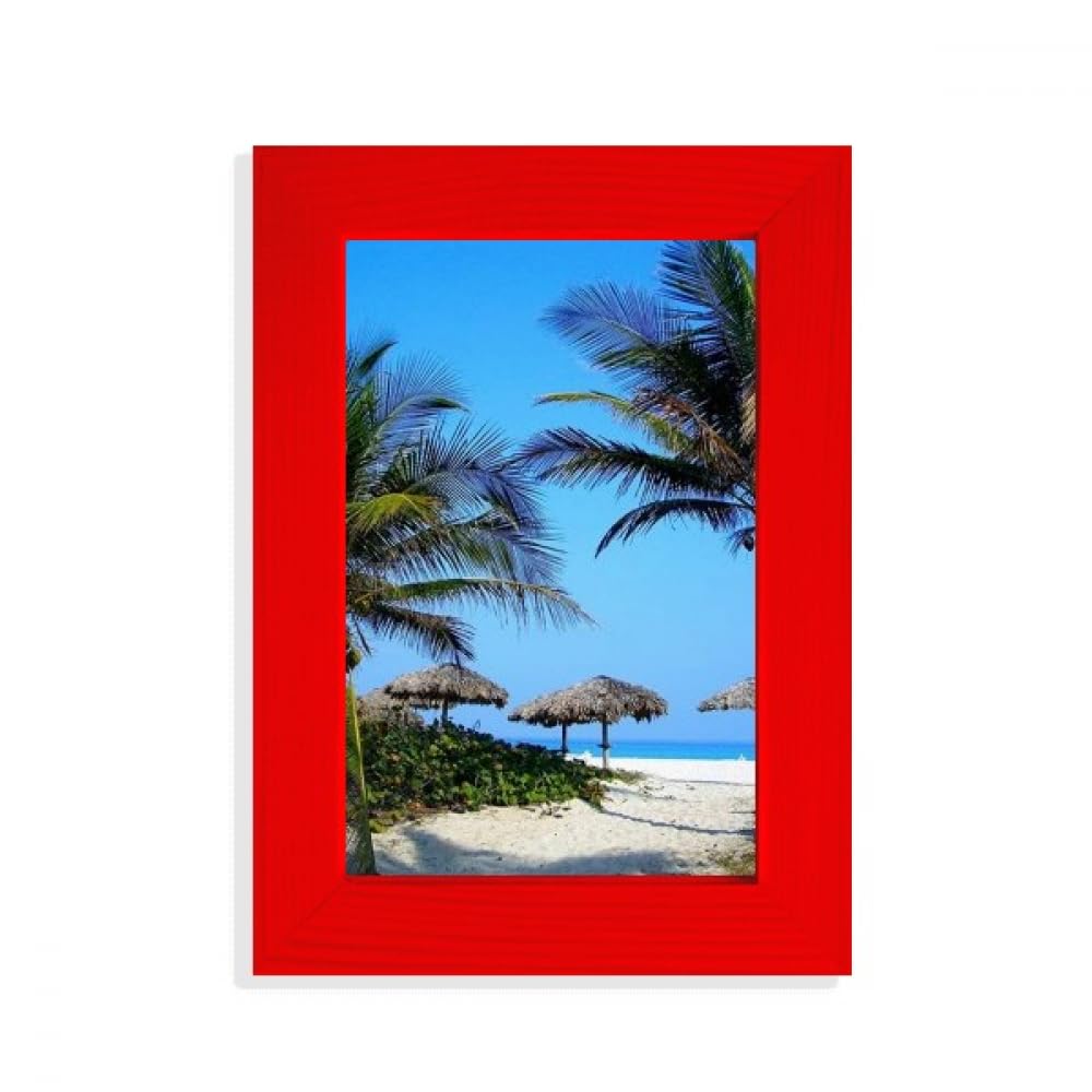 Cadre photo rouge océan et arbre majestueux sous un ciel bleu azur haut de gamme
