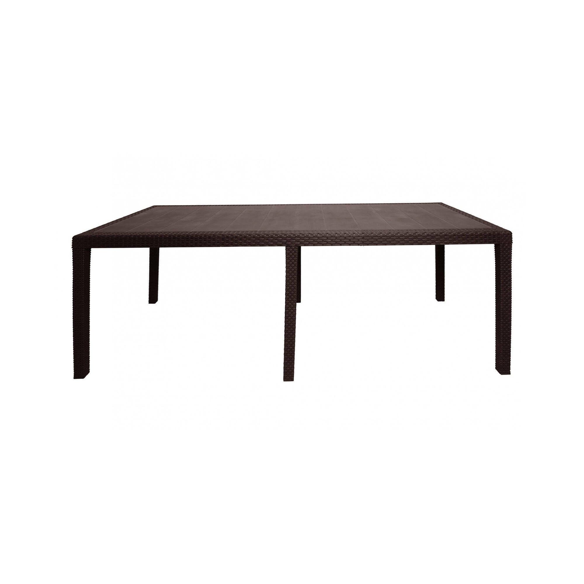 Tavolo da esterno Roma, Ripiano rettangolare allungabile da pranzo, Tavolo da giardino estensibile Effetto Rattan, 100% Made in Italy, 150/220x90h72 cm, Marrone
