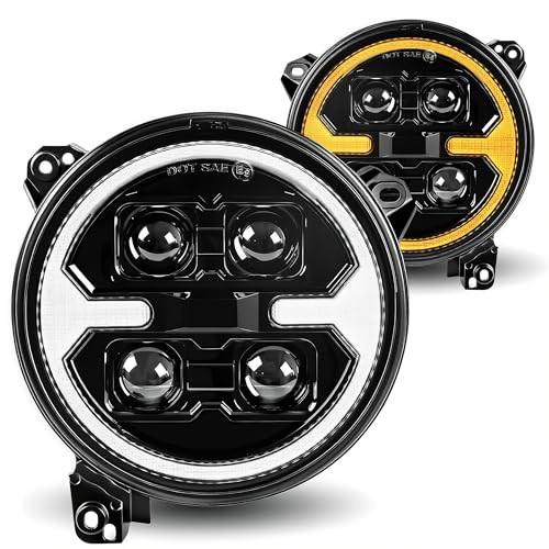 Auto Buero 9 Inch 1000% Bright LED Headlights for Jeep Wrangler JL/JLU Unlimited 2018-2025 Gladiator JT 2019-2025 DOT Approved Black Round Front Headlights with DRL and Turn Signal