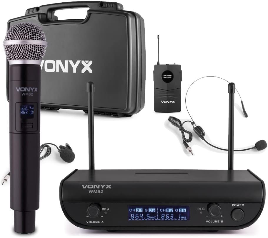 VONYX WM82C 2Channel UHF Wireless Microphone System with Handheld