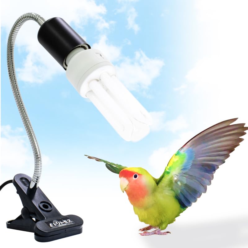 FUNKS TORITOMOSU Bird Cage UVB Light Combo Kit AvianSun Lamp 2.4% UVB UVA 20W Compact Fluorescent Bulb for All Kinds Captive Birds