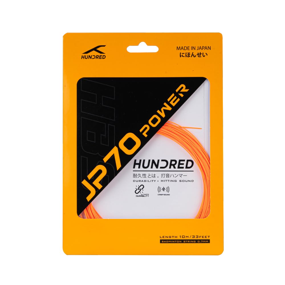 HUNDRED JP 70 Power Badminton String | 0.70 mm High Repulsion & Power | Superior Durability & Tension Hold | Crisp Hitting Sound | Pro-Level Performance | Made in Japan (Popsicle Orange)-picture-13