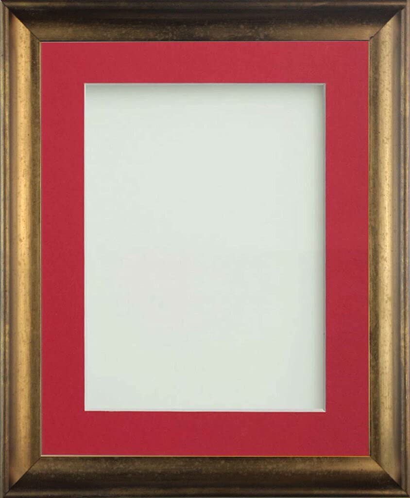 Frame Company Anglesey Range Wooden Burnt Copper 8x8inch Frame With Red Mount For Image 5x5inch, Fitted with Real Glass