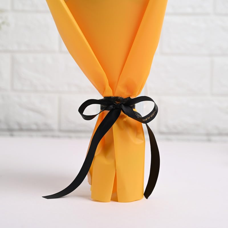 Image of FlowerAura Premium Fresh Live Flower Bouquet of 3 Yellow Roses In Designer Paper Gift For Birthday | Anniversary | Love | Home Decor | Fathers Day Gift For Dad (Same Day Delivery)
