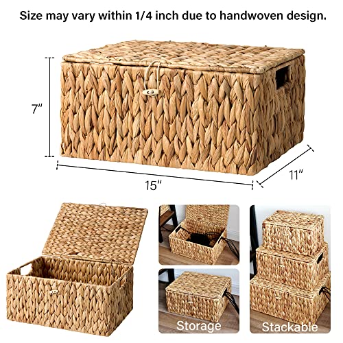Image of StorageWorks Wicker Basket with Lid, Storage Baskets with Lids, Hyacinth