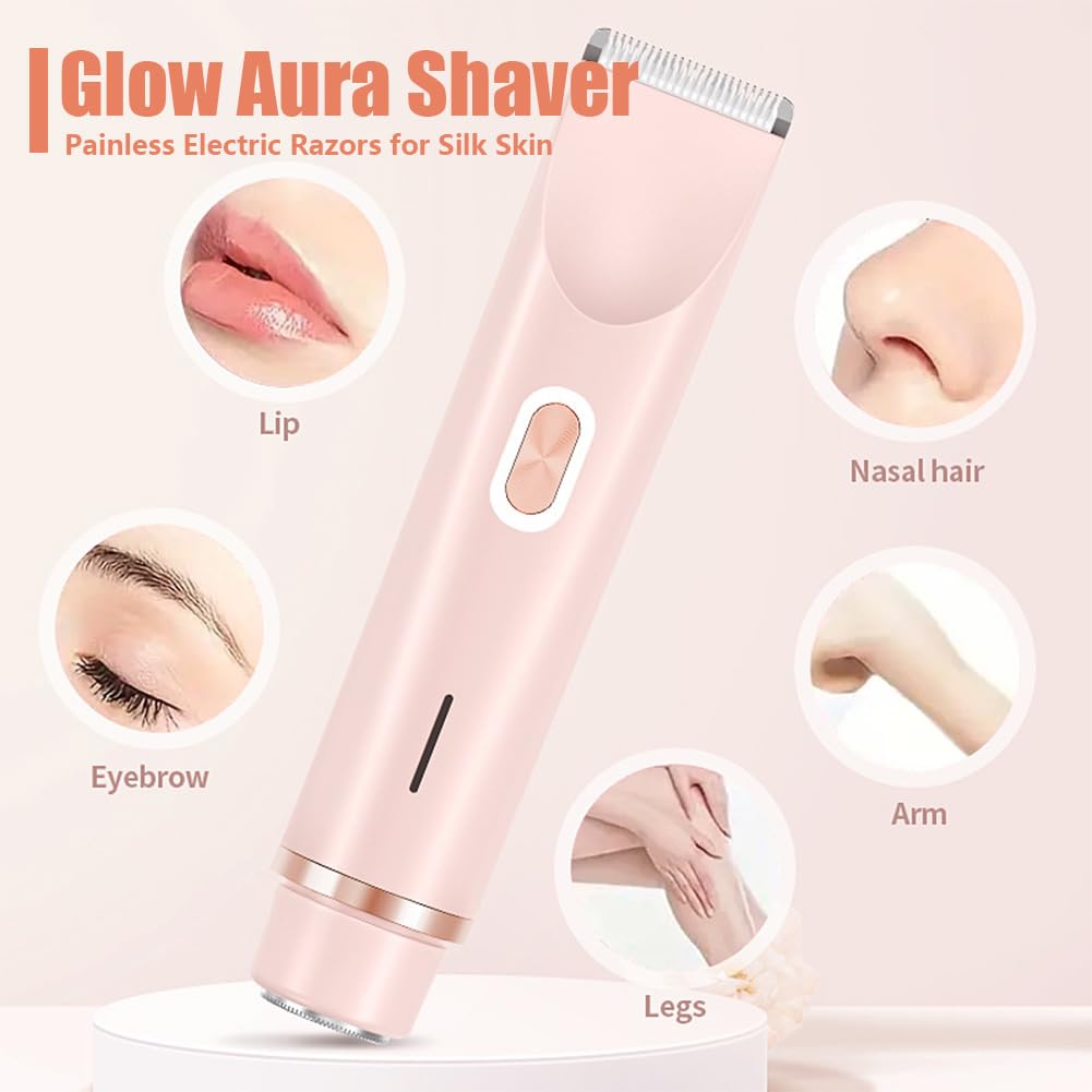 Dermave Bikini Trimmer, Dermave Trimmer 2.0, 2025 Aggiornamento 2025 Rasoio a doppia testa da donna, 2 in 1 Wet & Dry Impermeabile elettrico Bikini Trimmer per viso, corpo e aree intime (1 pezzo* rosa