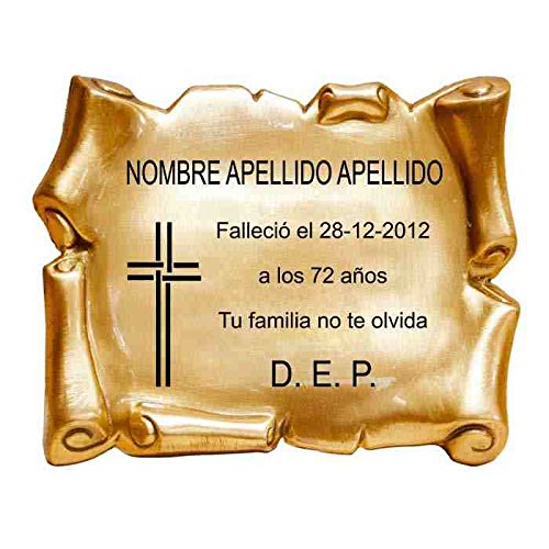 Trofeos Cadenas Targa del Cimitero, Pergamena in Rilievo, Incisione Inclusa nel Prezzo, panteone, Tumba, 20 x 15 cm