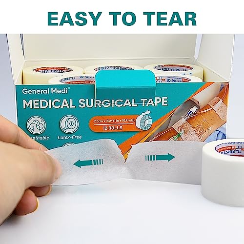 General Medi Soft Paper Surgical Tape 1" x 10.9 Yards, Gentle Adhesion (12 Rolls) - Image 6