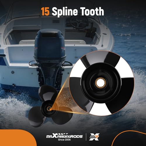 Image of maXpeedingrods Aluminum Boat Propeller for Mercury Engines | for 40-140HP, 15 Spline Tooth 3 Blades, RH, Parts No# 48-77338A45, 48-77340A45, 48-77348A45