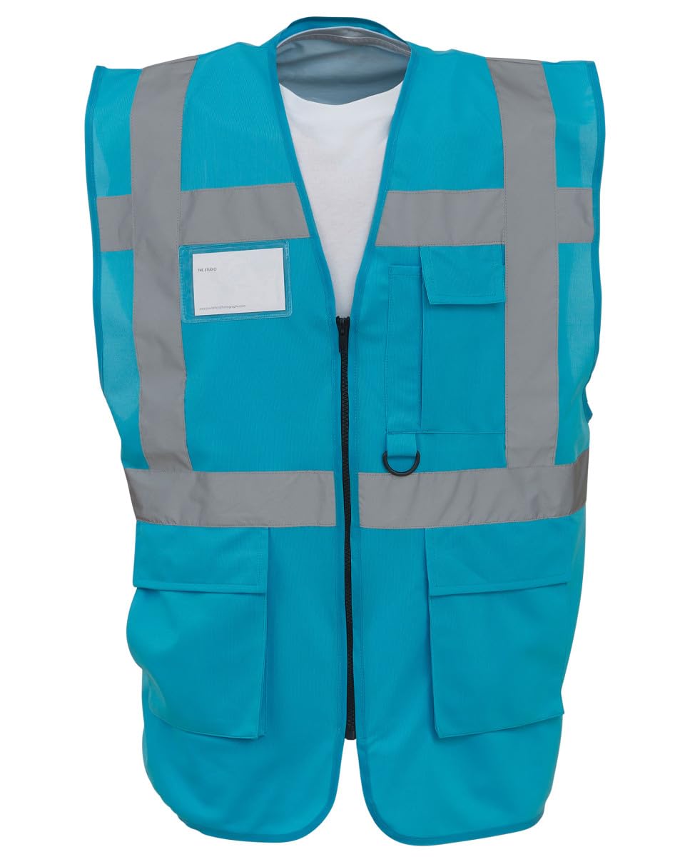 Executive Hi Viz Vis Vest High Visibility Zip Vest Safety Waistcoat Multi Pocket Zip Front ID Badge Holder comes in 9 colours Supplied by Simply Hi Vis Clothing UK
