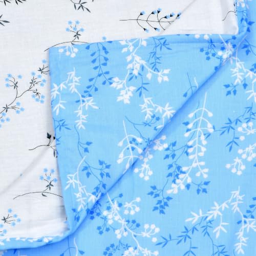 Image of Home Ecstasy 100% Cotton Mulmul Reversible Dohar for Single Bed 210 GSM (56 x 88 inches), Blue