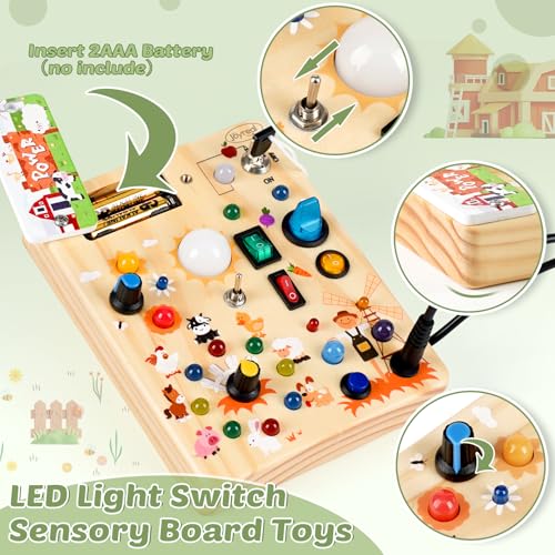 Image of Joyreal Wooden Busy Board for Toddlers - Montessori Toys for 1 2 3 Year Old