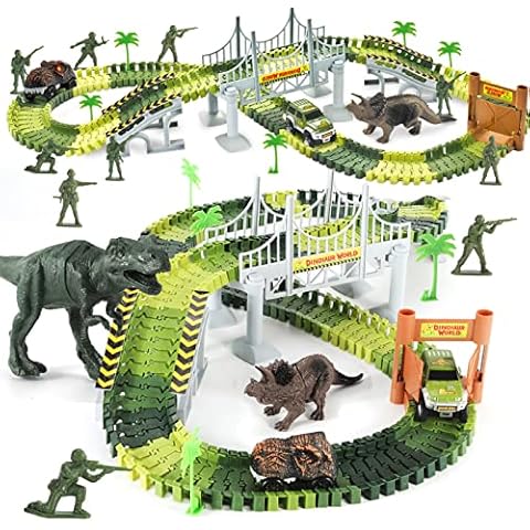 Dinosaur Toys for 3 Year Old Boys Girls,Dinosaur Toys Track for Kids,Flexible Dinosaur Race Tracks Set, for Kids Toddlers Cover