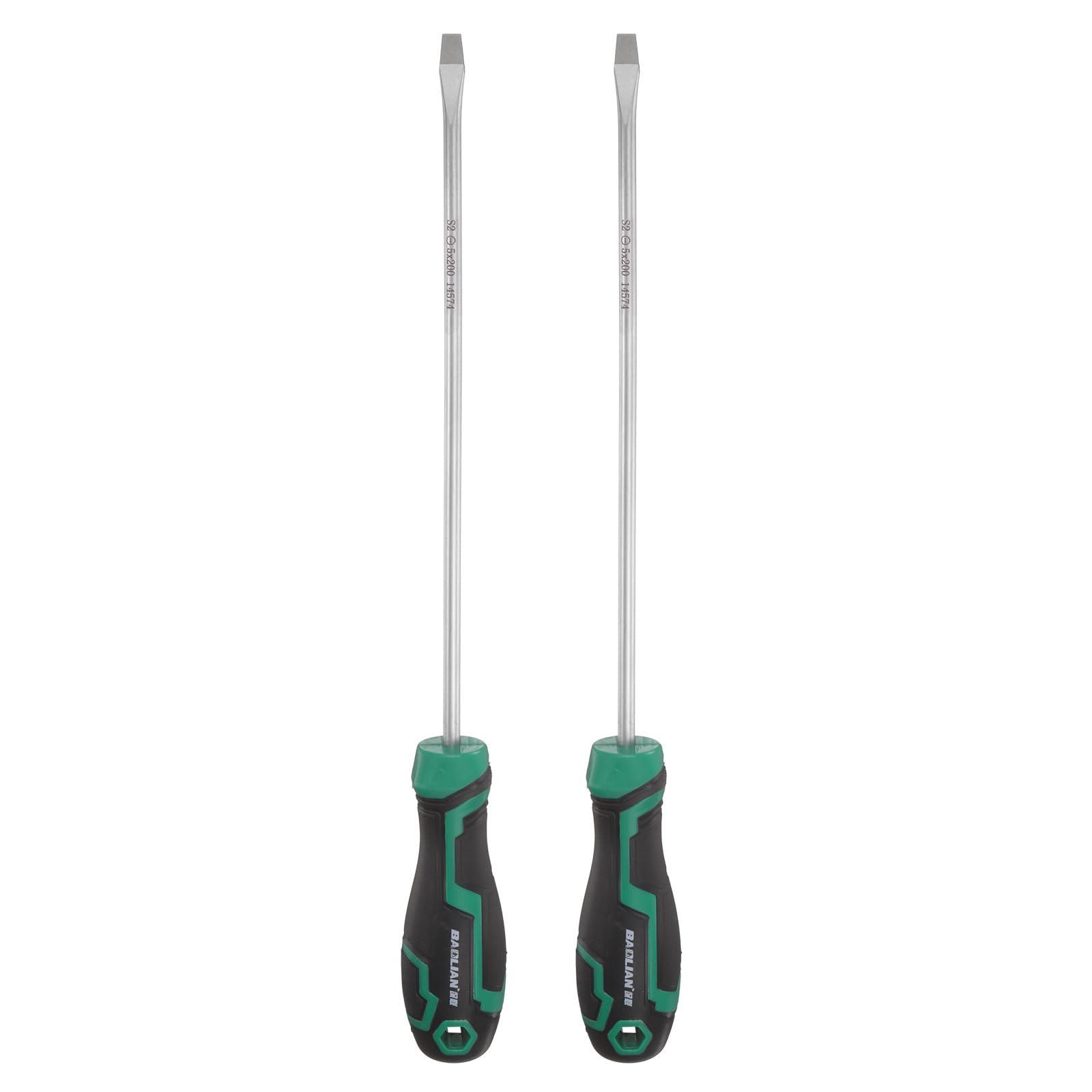 sourcing map 2pcs SL5 Flat Head Screwdriver 11.6" Length S2 Steel Magnetic Slotted Screwdrivers with Ergonomics Grip for Fastening Loosening DIY Repairing