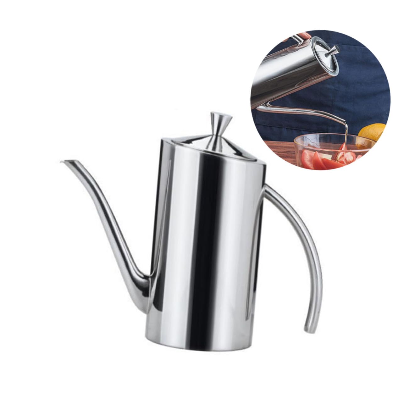 Dispensador de Aceite y Vinagre de Acero Inoxidable Botella Antigoteo con Tapa Protectora Capacidad Botella Dosificadora para Cocina y Restaurante Resistente y Fácil de Limpiar