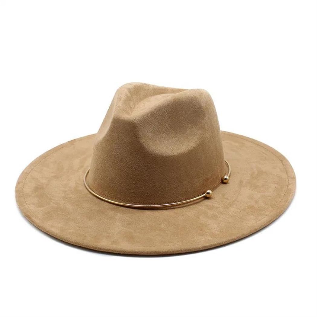 Unisex Suede Fedora Cappelli Uomini Tesa Larga Cerchio Oro Cappello Da Cowboy Donne Chiesa Partito Sombrero Caps
