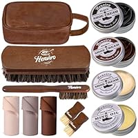 Henviro Leather Shoe Shine Kit For Men - 12 PC Shoe Polish Kit, Leather Boot Care, Shoe Care Kit As Birthday Anniversary Gift