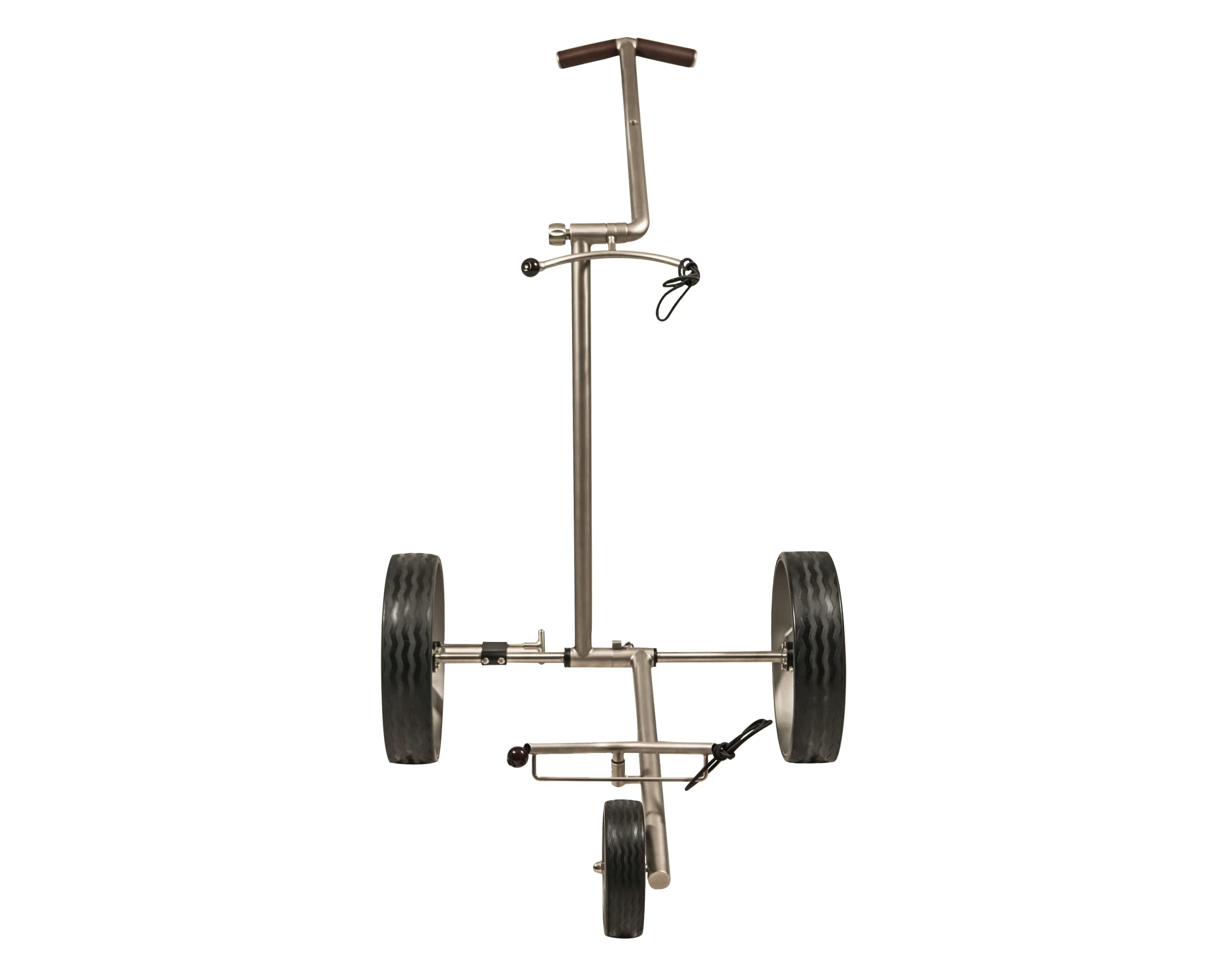3 Rad Edelstahl Golftrolley Push Golf Trolley F3 Fasan schnell-klappbar schnell-zerlegbar und in Titan-Optik beschichtet, inkl. Transporttasche
