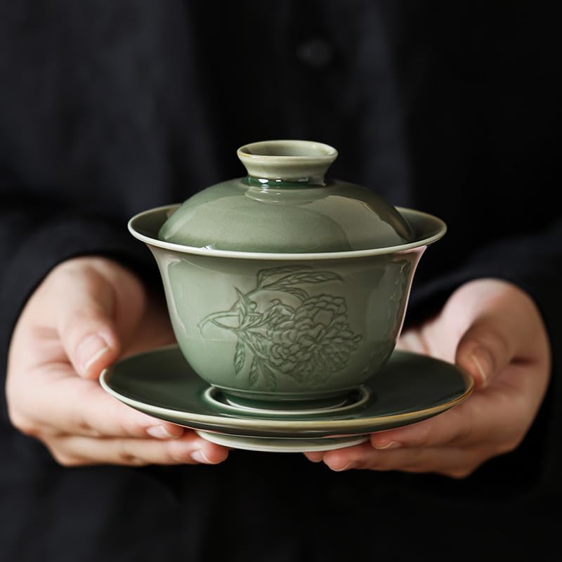 Kubki do Matchy Gaiwan Zestaw do herbaty Kubek Chiński Ceramiczny Domowy Kung Fu Zestaw do herbaty z zaparzaczem