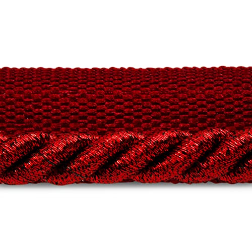 Trims by the Yard Gloria 1/4" Metallic Twisted Lip Cord | (10 Yard Cut) Trim | Metallic Red