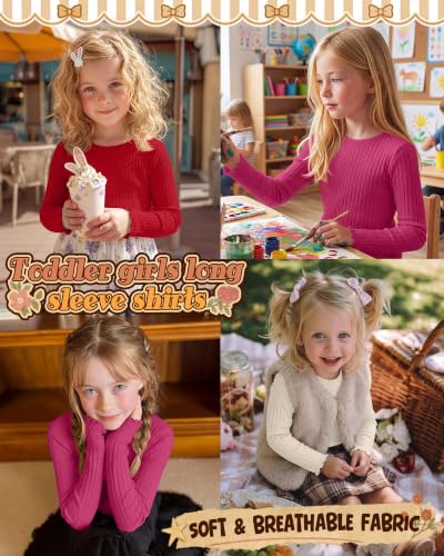 Image of 3 Pack Toddler Girls Cute Long Sleeve Cotton Shirts
