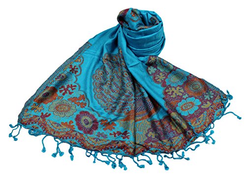 Étole viscose SHANKARA pour sublimer un haut trop simple grâce à sa bordure fleurie N3