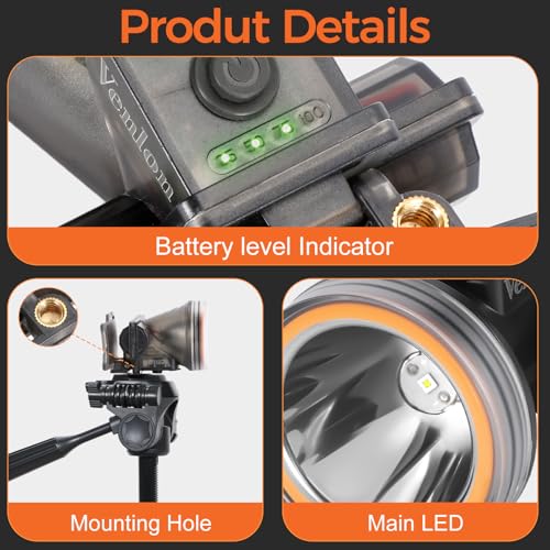 Luz de buceo recargable IPX8 con linterna frontal de buceo y 4 modos de luz USB 5