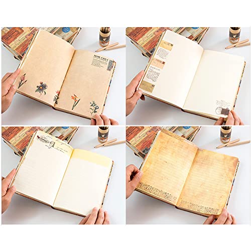 Austark Hardcover Vintage Journal Notebook, Personal Diary Collage Journal For Women Gift, Travel Journal Composition Notebooks Hardcover Executive Notebooks To Write, Retro Colorful Illustration, 192 Pages (Ticket) #TOP4