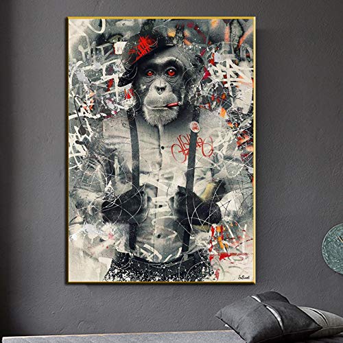 Peinture singe graffiti moderne pour réveiller la décoration du salon