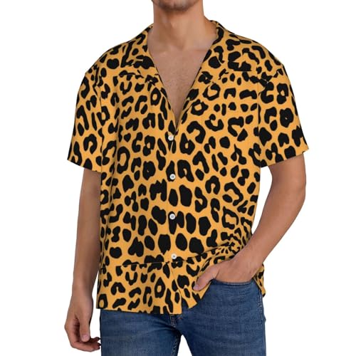 Leopard Print Print Men's Pocket Hawaiian Shirts â€“ Short Sleeve Casual Beachwear for Summer S-4XL3