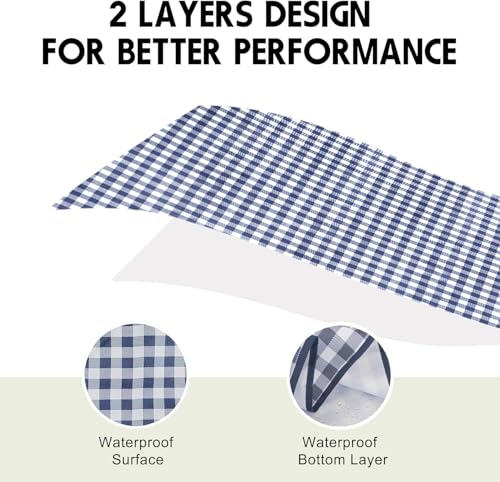 Outdoor Picnic Blankets Waterproof Foldable Sandproof, Large Gingham Cute Picnic Mat Washable Portable for Park Beach Camping Courtyard (Navy Blue, 60"×80") - Image 5
